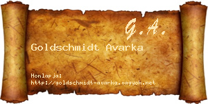 Goldschmidt Avarka névjegykártya